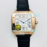 GB Factory Santos de Cartier Replica Watch White Dial Rose Gold Case
